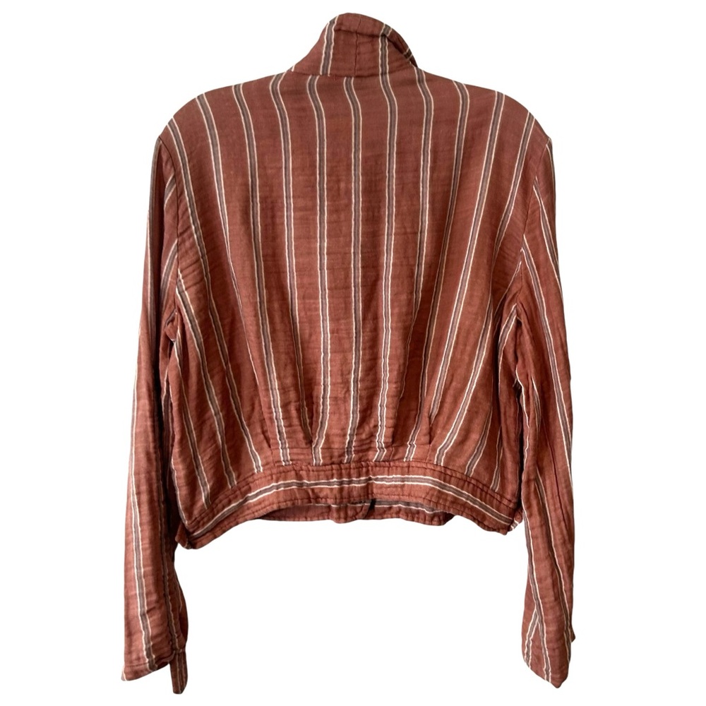 Free People FP One Women's Brown Striped Officer Jacket Top in Size M - Picture 2 of 14